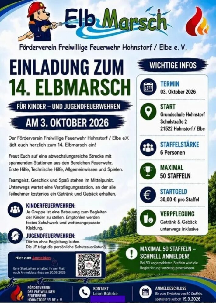 Einladung zum 14. Elbmarsch am 3.10.2026 in Hohnstorf/Elbe