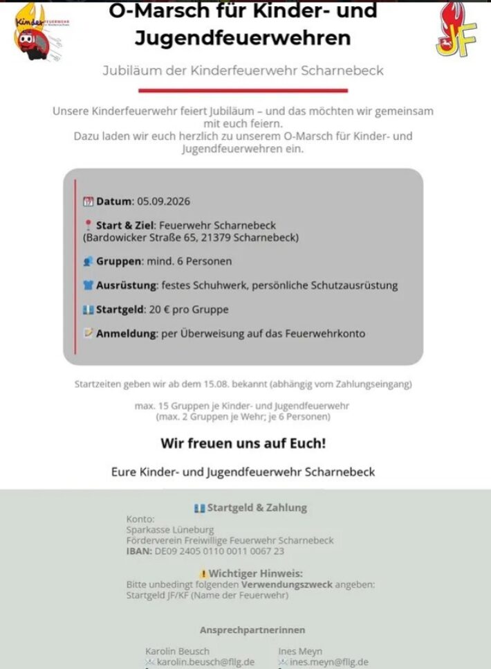O-Marsch zum Jubiläum der Kinderfeuerwehr Scharnebeck